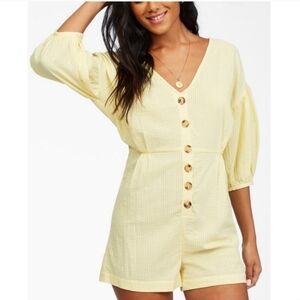 Billabong Women's Sun Valley Romper Yellow Size Medium Shorts